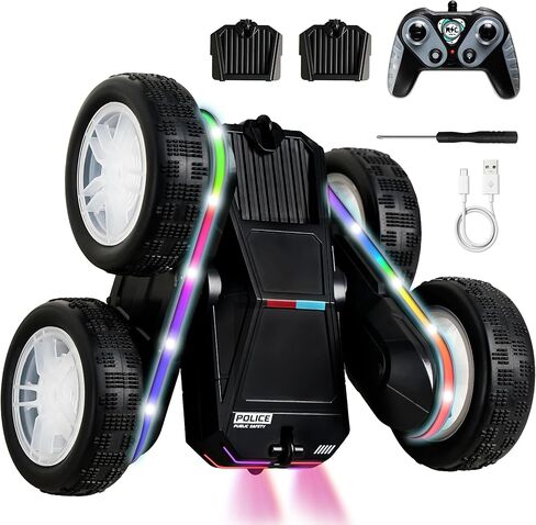 عنكبوت سيارة تحكم عن بعد 4WD 360 درجة تقلب RC ألعاب سيارات حيلة مستوحاة من الإنترنت سيارات الانجراف مزدوجة الجوانب مع أضواء LED 2 وحدات بطارية شحن قابلة للشحن ألعاب وهدية للأولاد من سن 3 إلى 12 عامًا in Kuwait