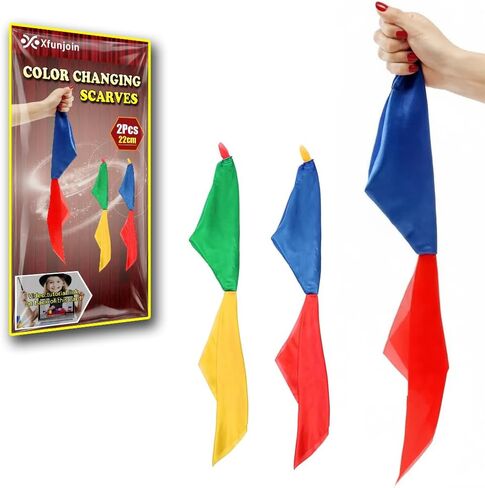Magic Color Changing Scarves - (2Pcs-30cm/11.8 Inch) Instant Color Shift Silk Hanky Trick, Magic Trick Props for Street, Close-Up & Stage Performance, for Magicians,Beginners in Saudi Arabia