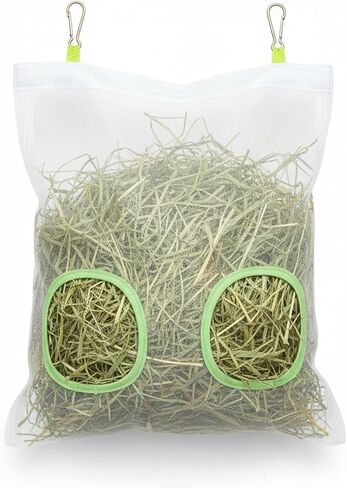 حقيبة تغذية قش الأرانب، موزع بطيء ثنائي الفتحات مقاوم للمضغ للأرنب وخنازير غينيا 9.8 × 11 بوصة، موديل جديد 2025 in Kuwait