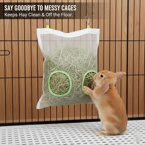 حقيبة تغذية قش الأرانب، موزع بطيء ثنائي الفتحات مقاوم للمضغ للأرنب وخنازير غينيا 9.8 × 11 بوصة، موديل جديد 2025 in Kuwait