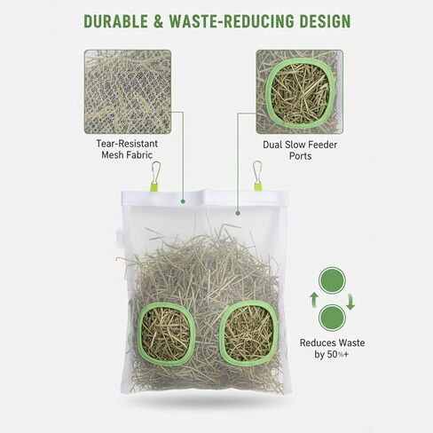 حقيبة تغذية قش الأرانب، موزع بطيء ثنائي الفتحات مقاوم للمضغ للأرنب وخنازير غينيا 9.8 × 11 بوصة، موديل جديد 2025 in Kuwait