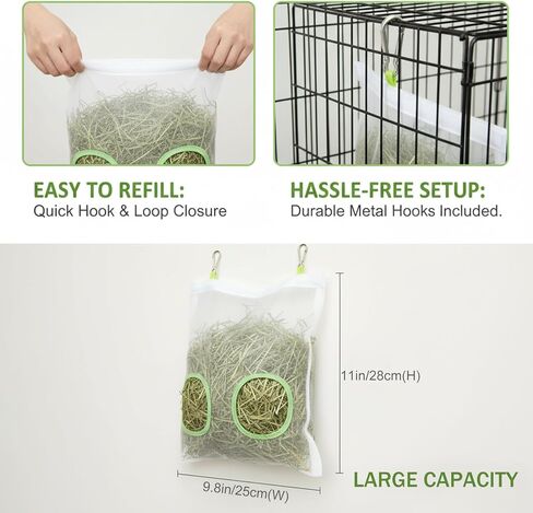 حقيبة تغذية قش الأرانب، موزع بطيء ثنائي الفتحات مقاوم للمضغ للأرنب وخنازير غينيا 9.8 × 11 بوصة، موديل جديد 2025 in Kuwait