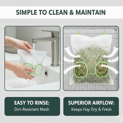 حقيبة تغذية قش الأرانب، موزع بطيء ثنائي الفتحات مقاوم للمضغ للأرنب وخنازير غينيا 9.8 × 11 بوصة، موديل جديد 2025 in Kuwait