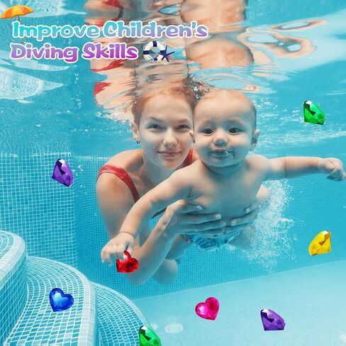 Duchong Pool Toys, 9 Pcs Extra Large Dive Gems for Kids Ages 4-8, 8-12, Summer Beach Water Colorful Diamond Toys for Boys Girls Underwater Gemstone Swimming Training Gifts in Saudi Arabia