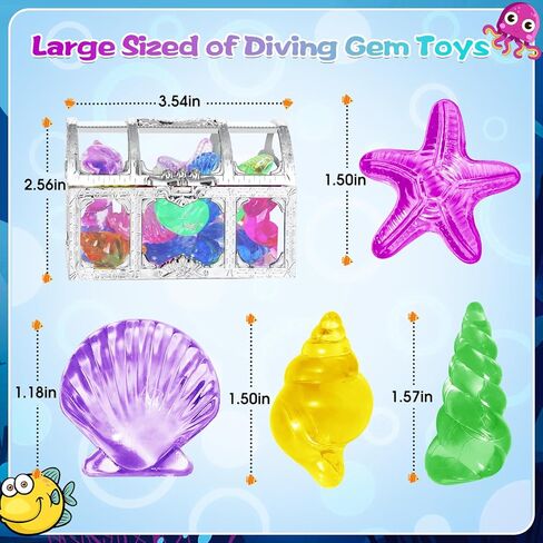 Duchong Pool Toys, 36 Pcs Dive Gems for Kids 4-8,8-12, Assorted Diving Colorful Diamond with 2 Treasure Boxes, Summer Swim Beach Water Toys for Boys Girls in Saudi Arabia