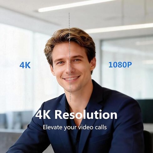 4K Webcam for PC Ultra HD Web Camera with Microphone, PDAF Autofocus,Privacy Cover,USB A & USB C Adapter, Plug & Play,Ideal for Business Meetings&Live Streaming in Saudi Arabia