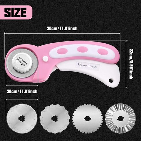 SPEEDWOX 45mm Rotary Cutter with 8 Extra Blades Handle Rolling Cutter with Safety Lock with Safety Lock for Fabric, Leather, Crafting, Sewing, Quilting - Ambidextrous Design for Left & Right Hand in Saudi Arabia
