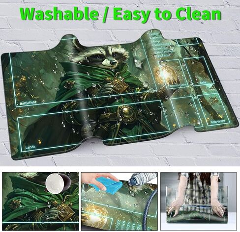 بساط لعب مقاس 60.96 سم × 35.56 سم مع مناطق سحرية للعب ألعاب بطاقات MTG، بساط ألعاب لوحي لكسر البطاقات، بساط معارك ألعاب بطاقات الألعاب مع أكياس تخزين، راكون ساحر الغابة in Kuwait