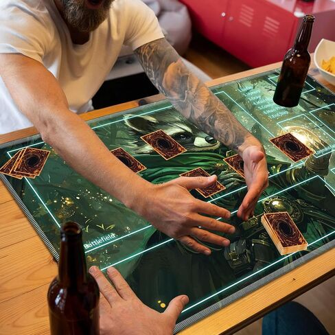 بساط لعب مقاس 60.96 سم × 35.56 سم مع مناطق سحرية للعب ألعاب بطاقات MTG، بساط ألعاب لوحي لكسر البطاقات، بساط معارك ألعاب بطاقات الألعاب مع أكياس تخزين، راكون ساحر الغابة in Kuwait