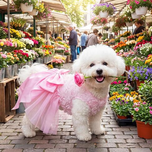 Valentine's Day Dog Dress Rose Tulle Tutu Skirt with Pink Bowknot for Small Dog Cat Valentine's Day Wedding Birthday Party Outfit in Saudi Arabia