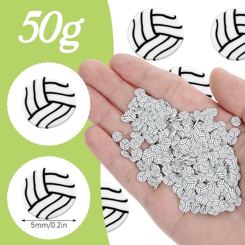50 جرام 0.2 بوصة شرائح طين البوليمر للكرة الطائرة، قطع كرات رياضية صغيرة من الطين، رشاشات الكرة الطائرة للكرات الطائرة، فن الأظافر DIY Craft Team Sport Lover Party الديكور in Kuwait
