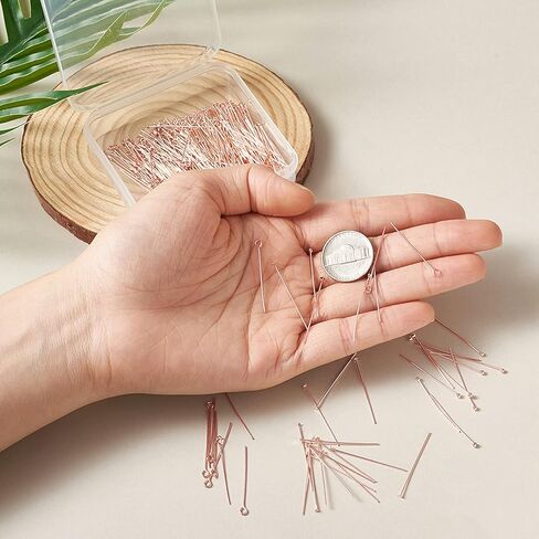 Fashewelry 300Pcs Rose Gold Eye Pins Head Pins 29.5-30.5mm 3 Styles 22 Gauge Headpins Findings for Jewelry Making in Saudi Arabia