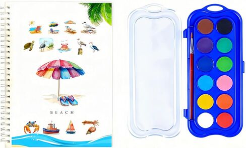 Watercolor Workbook，24 Colors Water Color Books Paint Set ，Water Coloring Book，Water Colors Paint Adult Set，Watercolor Book，With Paint and Pen (Animals - 24 colors) in Saudi Arabia