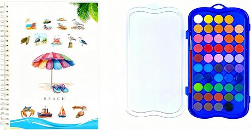 Watercolor Workbook，24 Colors Water Color Books Paint Set ，Water Coloring Book，Water Colors Paint Adult Set，Watercolor Book，With Paint and Pen (Animals - 24 colors) in Saudi Arabia