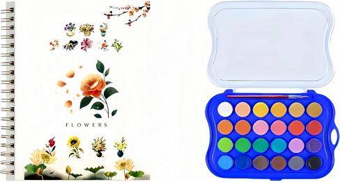 Watercolor Workbook，24 Colors Water Color Books Paint Set ，Water Coloring Book，Water Colors Paint Adult Set，Watercolor Book，With Paint and Pen (Animals - 24 colors) in Saudi Arabia