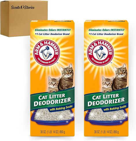 مزيل الروائح الكريهة لفضلات القطط بوزن 30 أونصة Arm N Hammer (عبوة من قطعتين) مع صندوق Scent N Stories، عبوة مزدوجة لنضارة ممتدة ومساحات ذات رائحة نظيفة in Kuwait