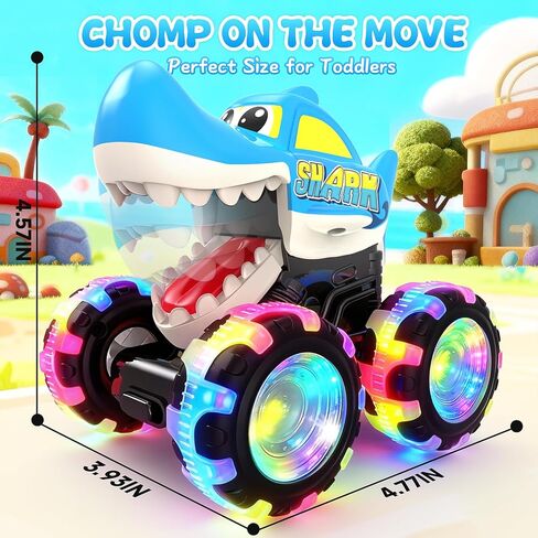 Monster Truck Toys, 3 Pack Light Up Cars for Toddlers, Baby Animal Toy Trucks Dino Cars with LED Lightning Wheels, Press & Go Car with Moving Mouth for Kids Boys Girls Christmas Birthday Gifts in Kuwait