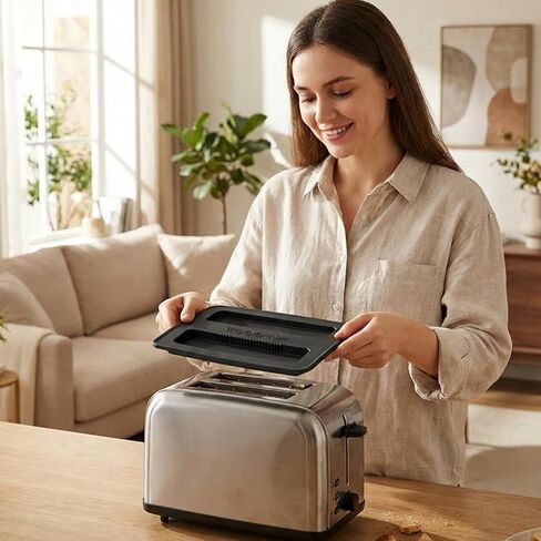 2 PCS Silicone Toasters Top Cover, Toaster Cover 2 Slice Toaster Covers Black Bread Maker Dust Machine Covers Sandwich Machine Part Accessories (Black) in Saudi Arabia