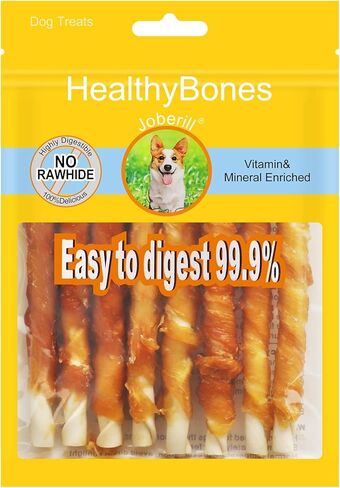 UrbanX HealthyBones أغذية صحية خالية من الجلود الخام لشجرة تينيسي بريندل وغيرها من كلاب الصيد المتوسطة، أعواد الدجاج الملفوفة، أطعمة الكلاب، أطعمة مطاطية ناعمة لمكافآت التدريب، 7 قطع in Saudi Arabia