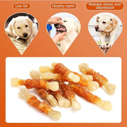 UrbanX HealthyBones Rawhide Free Healthy Foods for Doberdor and Other Large Mixed Breed Dogs, Chicken Wrapped Bone Sticks Dog Foods, Soft Chewy Foods for Training Rewards, 28 Count in Kuwait