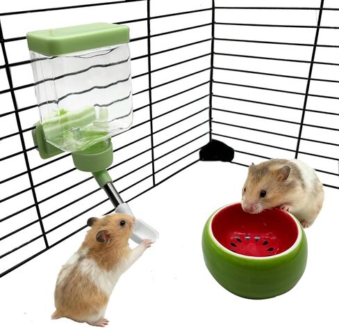 Hamster Water Bottle Hamster Water Feeder Dispenser with Food Bowl Cage Accessories for Gerbils Dwarf Mouse in Kuwait