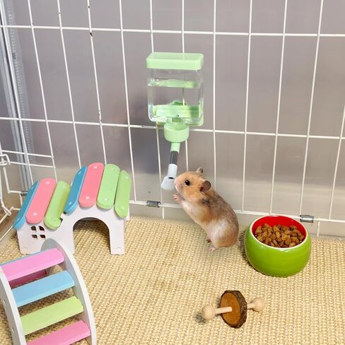 Hamster Water Bottle Hamster Water Feeder Dispenser with Food Bowl Cage Accessories for Gerbils Dwarf Mouse in Kuwait