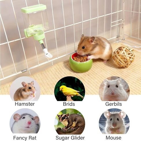 Hamster Water Bottle Hamster Water Feeder Dispenser with Food Bowl Cage Accessories for Gerbils Dwarf Mouse in Kuwait