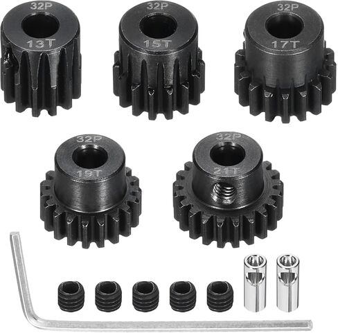 5Pcs 32P Steel Pinion Gear Set 13T 15T 17T 19T 21T for 5mm Shaft Hardened Steel Pinion Gear with Screws and Hexagonal Wrench for RC Motor in Saudi Arabia