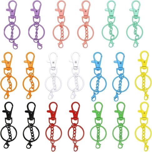 20 Pieces Colorful Swivel Snap Hook with Key Rings, Swivel Clasps Snap Hooks Key Chain Clip Hooks Swivel Lobster Claw Clasps for Keychain DIY Crafts in Saudi Arabia