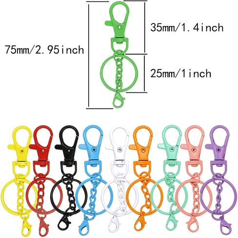 20 Pieces Colorful Swivel Snap Hook with Key Rings, Swivel Clasps Snap Hooks Key Chain Clip Hooks Swivel Lobster Claw Clasps for Keychain DIY Crafts in Saudi Arabia
