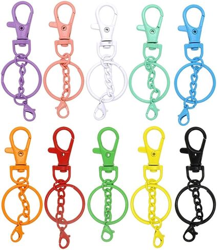 20 Pieces Colorful Swivel Snap Hook with Key Rings, Swivel Clasps Snap Hooks Key Chain Clip Hooks Swivel Lobster Claw Clasps for Keychain DIY Crafts in Saudi Arabia