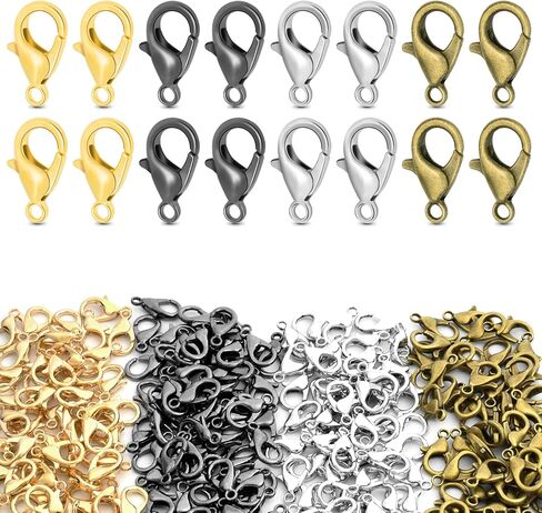 CooBigo 120pcs 12mm Lobster Clasps, Tiny Metal Alloy Lobster Claw Clasps for Necklace Bracelets Clip, Keychain Ring, Jewelry Making Accessories (Silver) in Kuwait