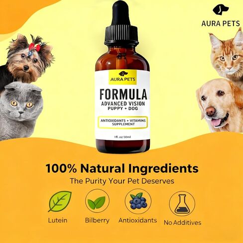 Advanced Vision Formula for Dogs, AuraPets Vision Formula, with Lutein, Zeaxanthin, Astaxanthin, Supports Vision and Reduces Cloudiness, 30ml (2pcs) in Saudi Arabia