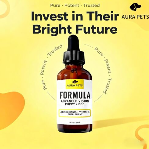 Advanced Vision Formula for Dogs, AuraPets Vision Formula, with Lutein, Zeaxanthin, Astaxanthin, Supports Vision and Reduces Cloudiness, 30ml (2pcs) in Saudi Arabia