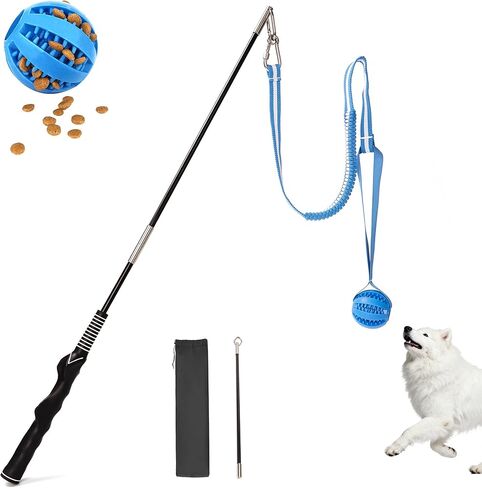 Flirt Pole for Dogs, Durable Dog Flirt Pole for Large Medium & Small Dogs, Interactive Dog Pole Toy with Rubber Ball for Outdoor/Indoor, Training, Chase, Tug of War (24 & 31 inch) in Saudi Arabia