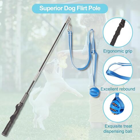 Flirt Pole for Dogs, Durable Dog Flirt Pole for Large Medium & Small Dogs, Interactive Dog Pole Toy with Rubber Ball for Outdoor/Indoor, Training, Chase, Tug of War (24 & 31 inch) in Saudi Arabia