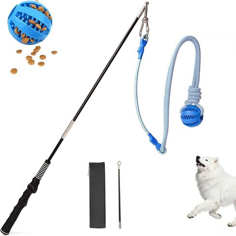 Flirt Pole for Dogs, Durable Dog Flirt Pole for Large Medium & Small Dogs, Interactive Dog Pole Toy with Rubber Ball for Outdoor/Indoor, Training, Chase, Tug of War (24 & 31 inch) in Saudi Arabia