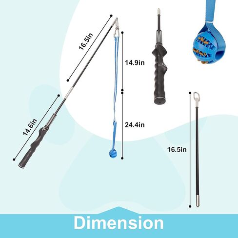 Flirt Pole for Dogs, Durable Dog Flirt Pole for Large Medium & Small Dogs, Interactive Dog Pole Toy with Rubber Ball for Outdoor/Indoor, Training, Chase, Tug of War (24 & 31 inch) in Saudi Arabia