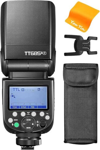 فلاش كاميرا Godox TT685II-F TT685IIF، نظام X لاسلكي HSS 1/8000s 2.4G، وقت إعادة التدوير 0.1-2.6s 330 نقطة طاقة كاملة، فلاش TTL متوافق مع كاميرات Fujifilm Fuji X100V X-T4 X-T3 X-T30 X-T1 XT100 in Kuwait