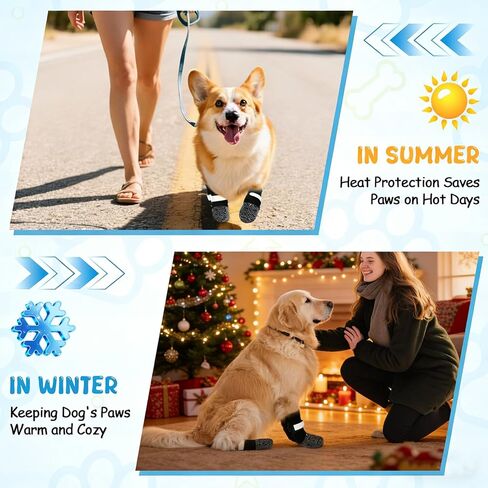 Dog Socks to Prevent Licking Paws, Anti Slip Dog Boots & Paw Protectors for Hardwood Floors, Toe Grips for Small Medium Large Senior Dogs, Dog Shoes for Hot/Cold Pavement(Black Bone,L) in Saudi Arabia