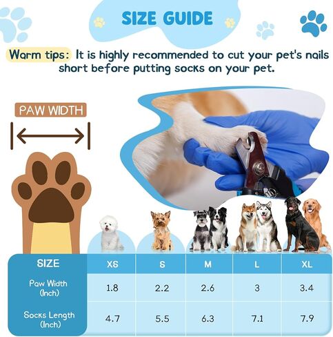 Dog Socks to Prevent Licking Paws, Anti Slip Dog Boots & Paw Protectors for Hardwood Floors, Toe Grips for Small Medium Large Senior Dogs, Dog Shoes for Hot/Cold Pavement(Black Bone,L) in Saudi Arabia