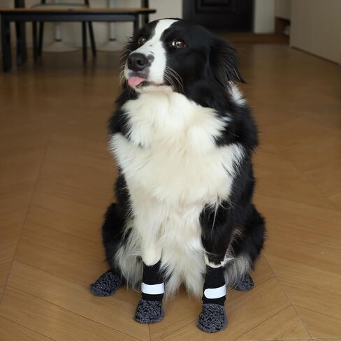 Dog Socks to Prevent Licking Paws, Anti Slip Dog Boots & Paw Protectors for Hardwood Floors, Toe Grips for Small Medium Large Senior Dogs, Dog Shoes for Hot/Cold Pavement(Black Bone,L) in Saudi Arabia