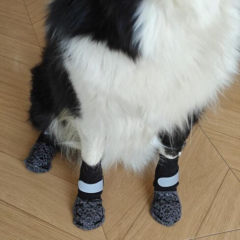 Dog Socks to Prevent Licking Paws, Anti Slip Dog Boots & Paw Protectors for Hardwood Floors, Toe Grips for Small Medium Large Senior Dogs, Dog Shoes for Hot/Cold Pavement(Black Bone,L) in Saudi Arabia