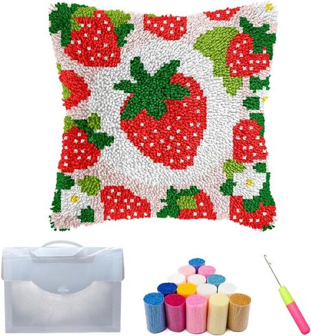 Cozykeke Fruit Latch Hook Kit for Adults Beginners,DIY Latch Hook Pillow Kit with Pre-Printed Canvas,Embroidery Cushion for Home Decor and Festival Gift 17 * 17in (BX872) in Saudi Arabia