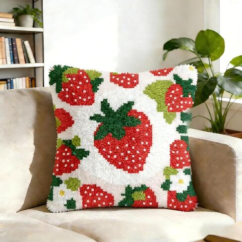 Cozykeke Fruit Latch Hook Kit for Adults Beginners,DIY Latch Hook Pillow Kit with Pre-Printed Canvas,Embroidery Cushion for Home Decor and Festival Gift 17 * 17in (BX872) in Saudi Arabia