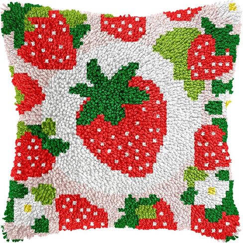 Cozykeke Fruit Latch Hook Kit for Adults Beginners,DIY Latch Hook Pillow Kit with Pre-Printed Canvas,Embroidery Cushion for Home Decor and Festival Gift 17 * 17in (BX872) in Saudi Arabia
