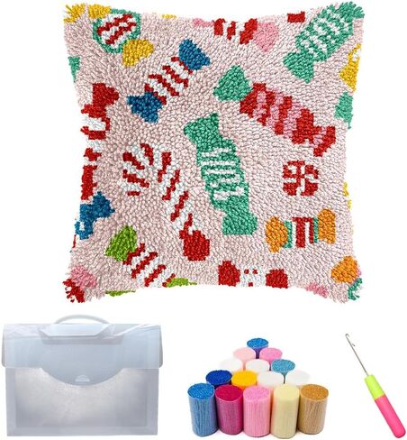 Cozykeke Fruit Latch Hook Kit for Adults Beginners,DIY Latch Hook Pillow Kit with Pre-Printed Canvas,Embroidery Cushion for Home Decor and Festival Gift 17 * 17in (BX872) in Saudi Arabia