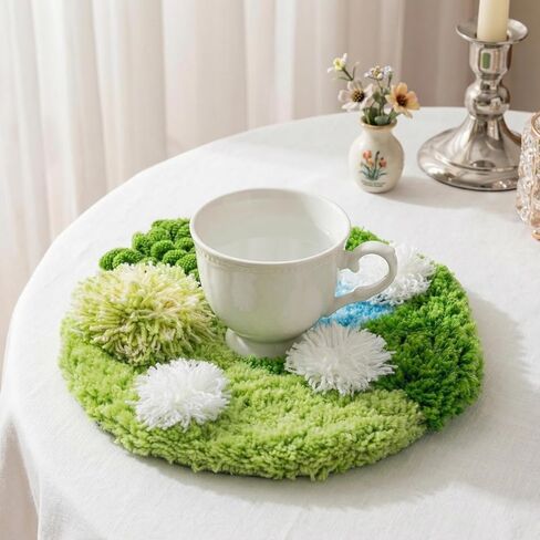 مجموعة Lengba 3D Moss Coaster Kit - مجموعة مكونة من قطعتين للمبتدئين، مجموعات خطاف مزلاج للبالغين، هوايات يدوية للنساء، هدية إبداعية للنساء in Kuwait