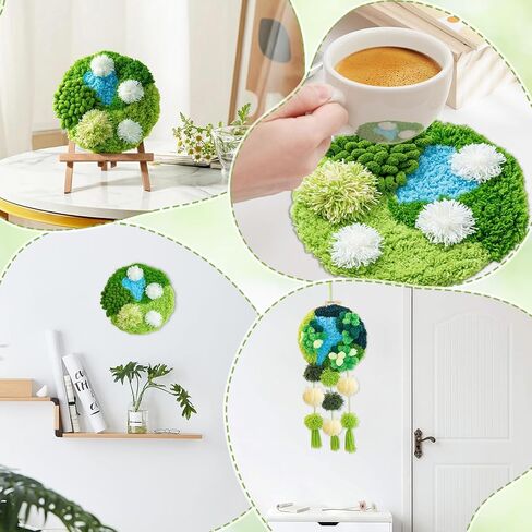مجموعة Lengba 3D Moss Coaster Kit - مجموعة مكونة من قطعتين للمبتدئين، مجموعات خطاف مزلاج للبالغين، هوايات يدوية للنساء، هدية إبداعية للنساء in Kuwait