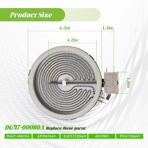 OEM 6.5 في DG47-00060A DG47-00023A نطاق عنصر السطح المشع المتوافق مع فرن الفرن الكهربائي ويرلبول كينمور يستبدل MEE62385001 AP5967643 PS11720669 نطاق الموقد المشع الفردي in Kuwait